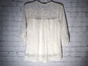 Lily Star Women’s Top Cream Cottage Core Romantic Lace Overlay Lined Soft Sz XS